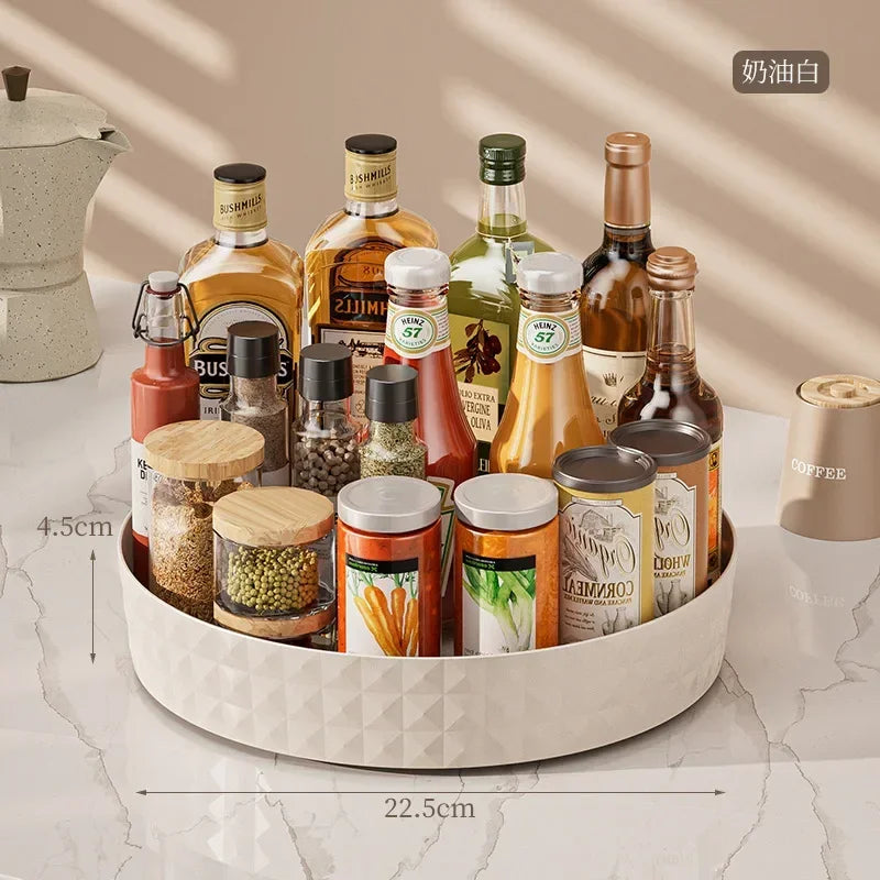 360 Rotating Seasoning Storage Rack Multifunction Pantry Cabinet Turntable for Cosmetics Kitchen Accessories Organizer Tray
