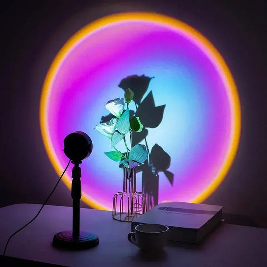 RGB Sunset Projector Lamp, 16 Colors Rainbow Atmosphere Light for Bedroom Wall, Mood Lighting Decor for Parties Home Decoration