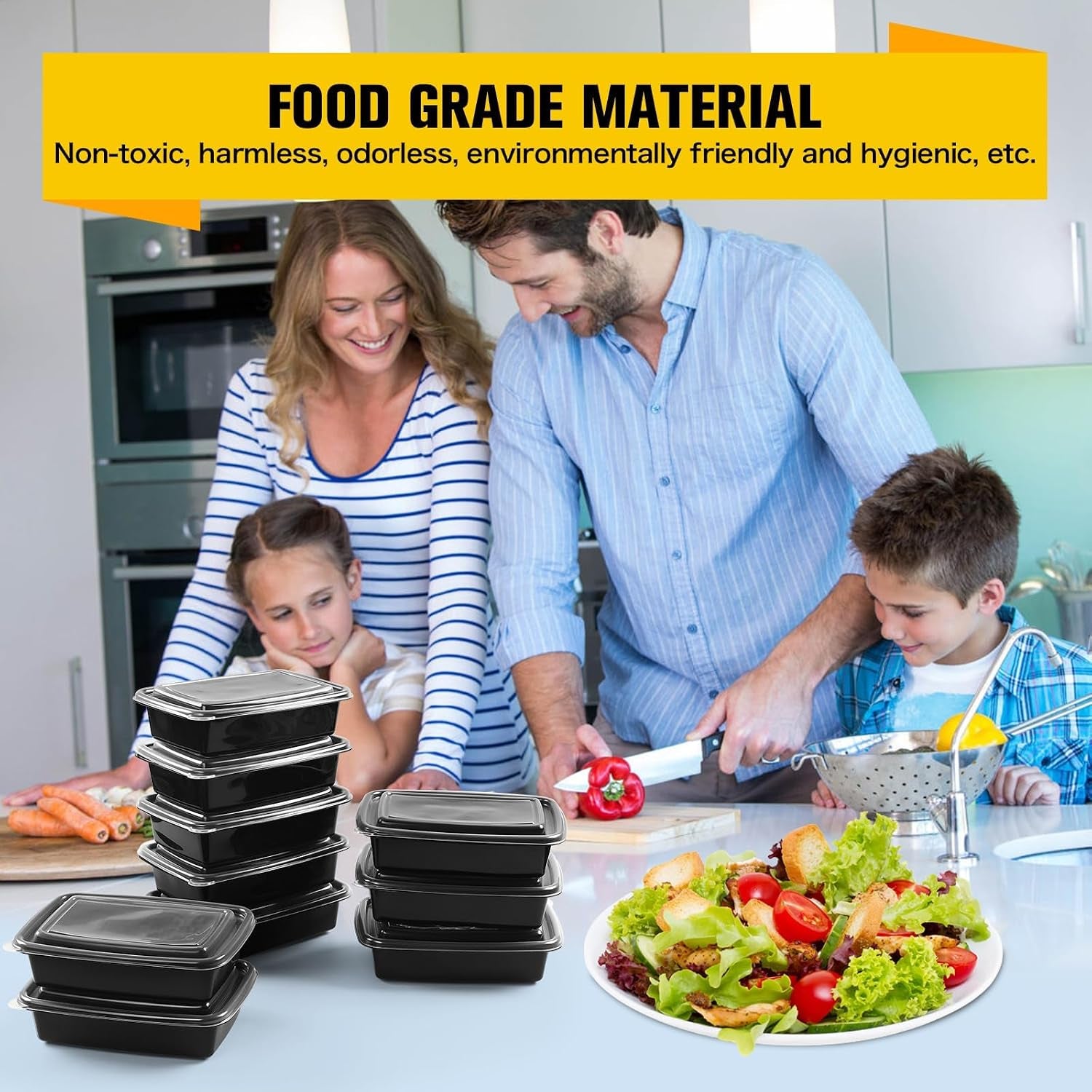 Meal Prep Containers 1 Compartment, BPA Free Reusable Food Prep Containers with Lids - Microwave, Freezers & Dishwashers Safe - Stackable Storage Lunch Boxes (20)