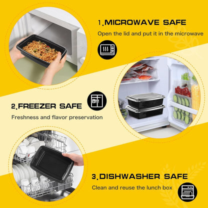 Meal Prep Containers 1 Compartment, BPA Free Reusable Food Prep Containers with Lids - Microwave, Freezers & Dishwashers Safe - Stackable Storage Lunch Boxes (20)