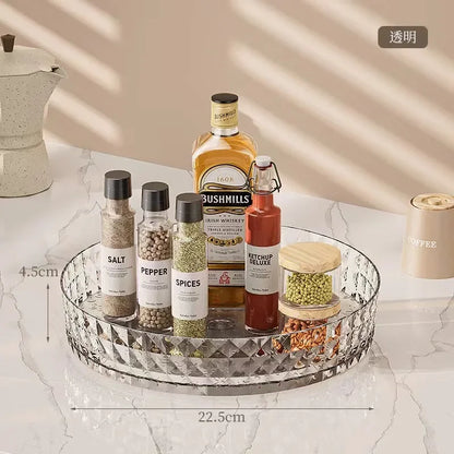 360 Rotating Seasoning Storage Rack Multifunction Pantry Cabinet Turntable for Cosmetics Kitchen Accessories Organizer Tray