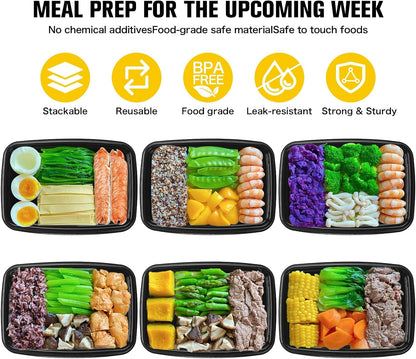 Meal Prep Containers 1 Compartment, BPA Free Reusable Food Prep Containers with Lids - Microwave, Freezers & Dishwashers Safe - Stackable Storage Lunch Boxes (20)