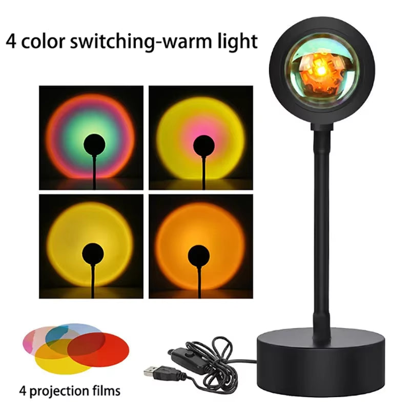 Sunset Lamp Projection Led Lights with Remote 16 Colors Night Light 360° Rotation Rainbow Lights 4 Modes Setting for Photograph