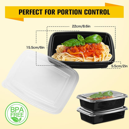 Meal Prep Containers 1 Compartment, BPA Free Reusable Food Prep Containers with Lids - Microwave, Freezers & Dishwashers Safe - Stackable Storage Lunch Boxes (20)